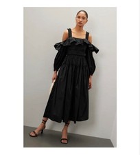 Ulla Johnson Caprice Black Ruffle Midi Dress