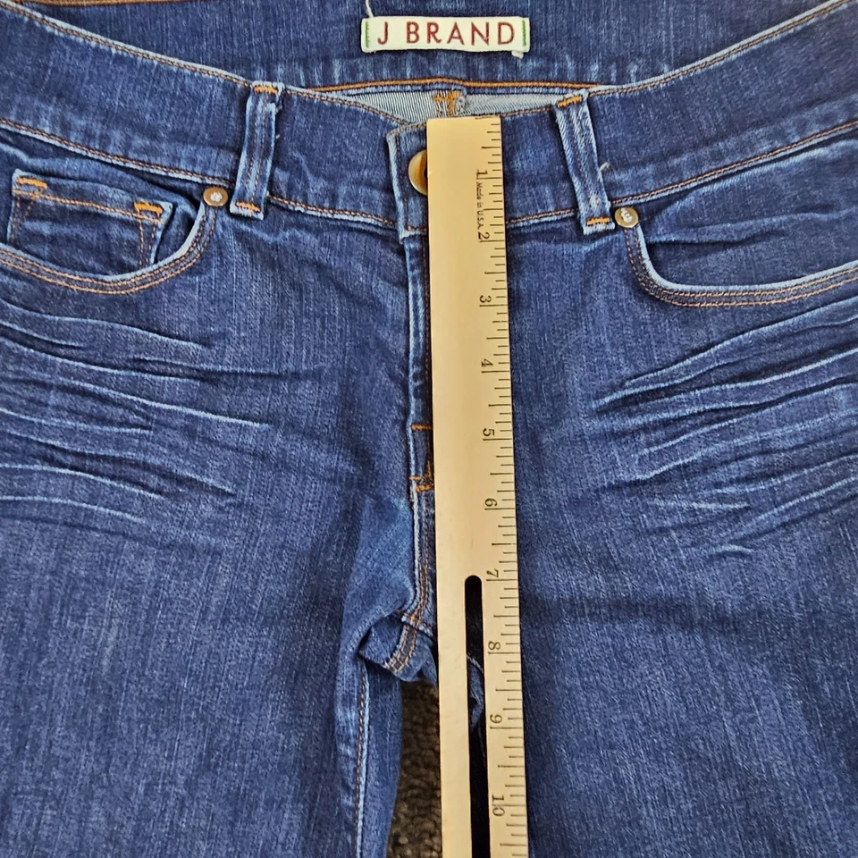 J Brand Jeans Womens 27 Bell Bottom Low Rise Dark Wash Stretch Denim USA 27x32 - Image 4 of 4
