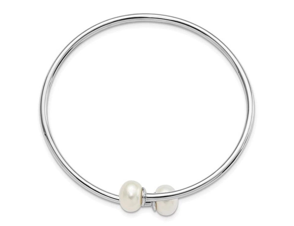 Brazalete de plata de ley de 9-10 mm blanco cultivado de agua dulce Foto 4 de 4