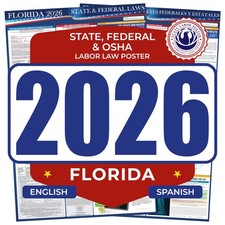 Florida State Federal Labor Law Poster OSHA Compliant Combo 17x40 Laminated Engl