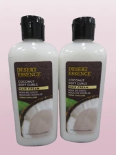 DESERT ESSENCE COCONUT SOFT CURLS HAIR CREAM 6.4 OZ NWOB LOT OF 2