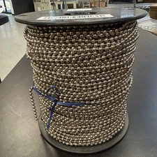 #10 Beaded ball chain (4.5mm) USA made Nickel Plated Steel 500 foot spool