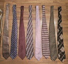 Lot of 8 Neck Ties Assorted Designers Polyester Silk - Ferrar, Beene, Stafford..