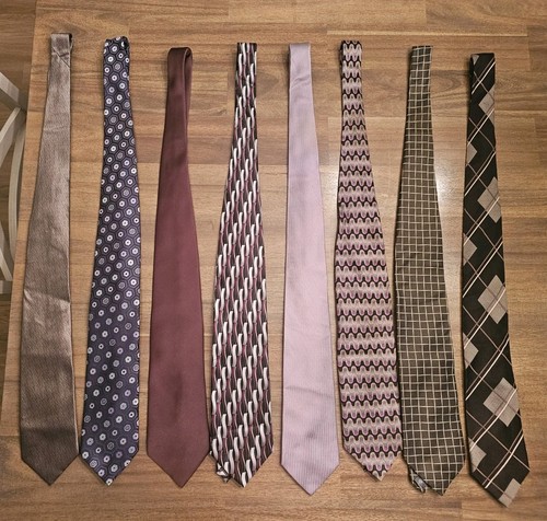 Lot of 8 Neck Ties Assorted Designers Polyester Silk - Ferrar, Beene, Stafford..