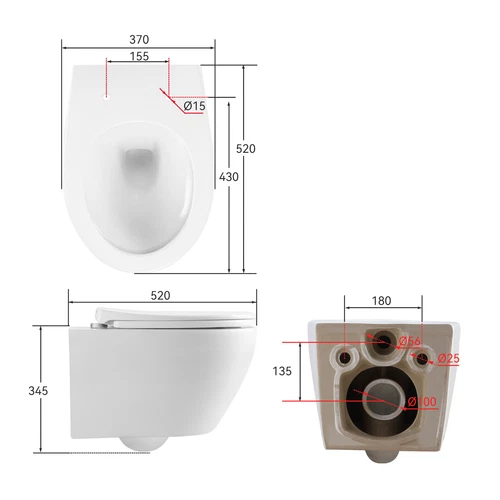 Hänge Wand WC Toilette Set I 82cm Spülkasten Vorwandelement + Betätigungsplatte - Bild 15 von 19