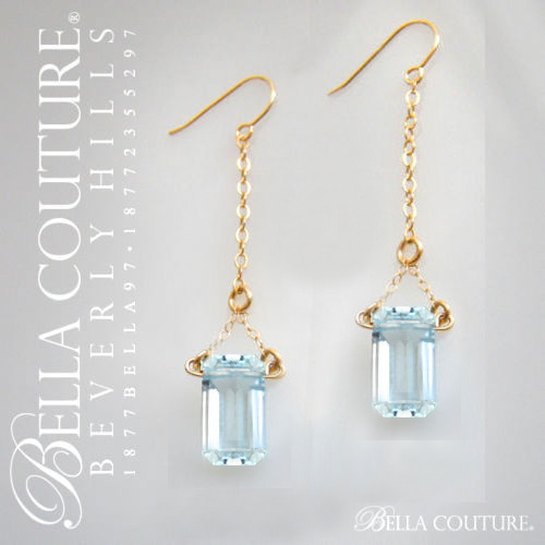 800-NEW-RARE-BC-A-AQUAMARINE-14K-GOLD-ESTATE-DIAMOND-DROP-VTG-DANGLE-EARRINGS