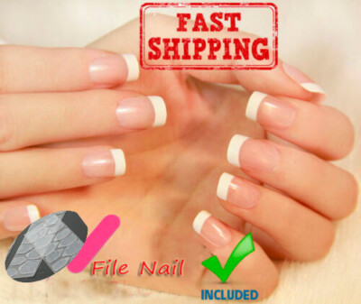 24Pcs Artificial false FRENCH MANICURE Fake Nails tips - From Europe