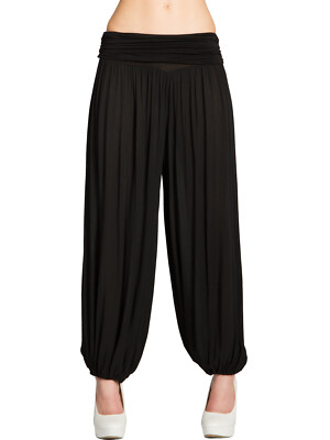 Caspar KHS035 Damen Sommer Hose Viskose Haremshose leicht dünn Stretch Bund
