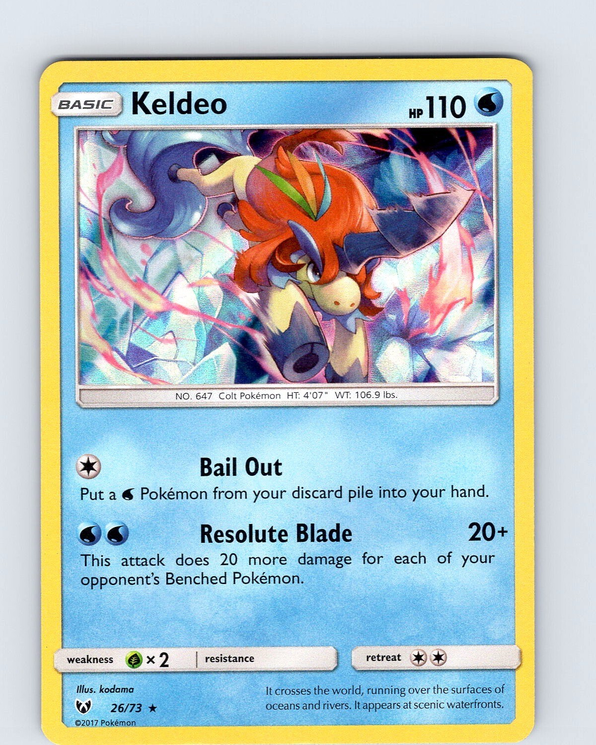 Pokemon TCG Keldeo Sun & Moon Shining Legends 26/73 Holo Rare Card NM