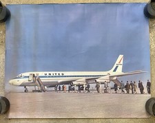 VINTAGE DOUGLAS DC-8 UNITED AIRLINES LRG Travel poster 1950’s 25x20 ART FLIGHT