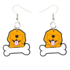 Orecchini Golden Retriever fatti a mano anallergici argentati placcati ami da pesca