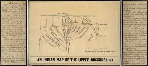 A4 Reprint of Old Maps 1801 Indian Map Of Upper Missouri - Picture 1 of 1