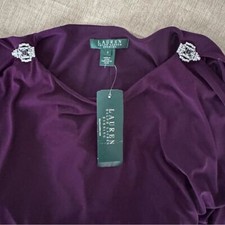 Lauren Ralph Lauren Evenings Ruched Long Sleeve Sheath Cocktail Dress Sz 2