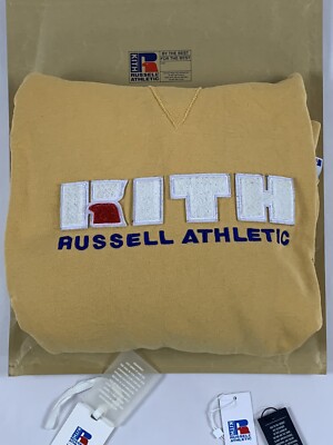 Kith Russell Athletic Varsity Hoodie Apricot Yellow Size Large 