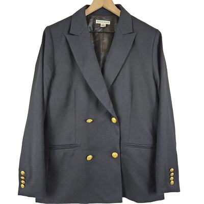Pendleton vintage double breasted women's wool blazer jacket, black, size 14