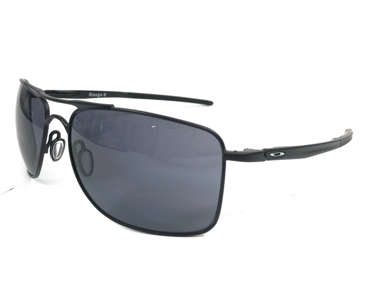 Oakley Sunglasses Gauge OO4124-0162 Matte Black Aviator Frames w/ Grey  Lenses