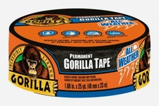 Gorilla PERMANENT DUCT TAPE 1.88"x 25yd Black ALL WEATHER Resists Drying Peeling