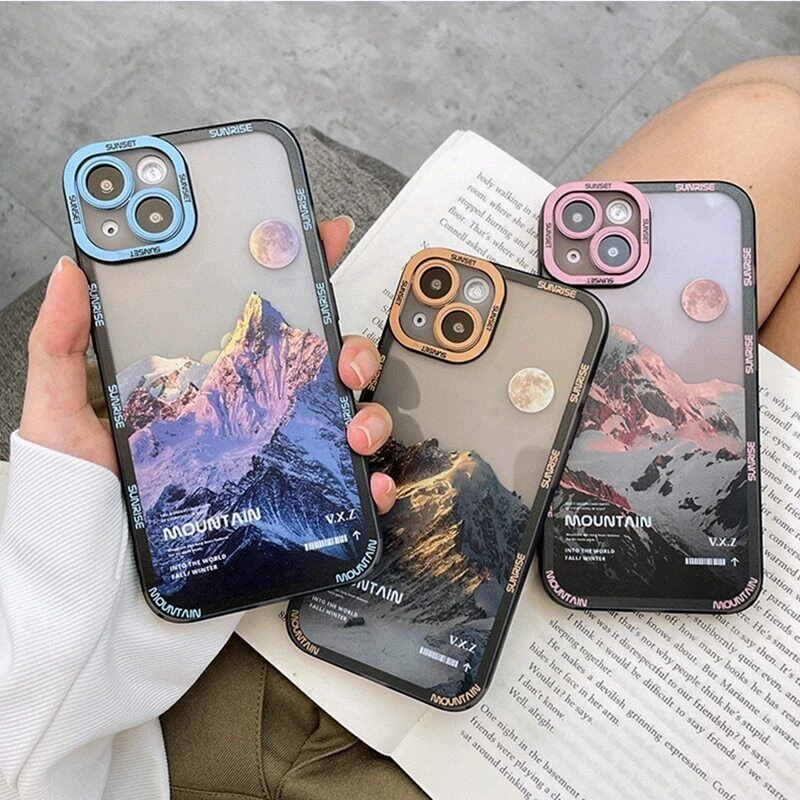 Aesthetic Snow Mountain Transparent Phone Case For iPhone 14 13 12
