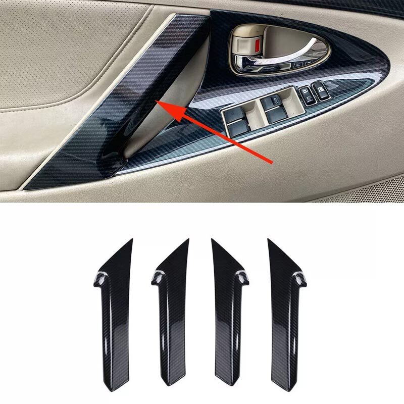 For Toyota Camry 2007-2011 Car Interior Door Armrest Strip Trim ABS Carbon Fibre