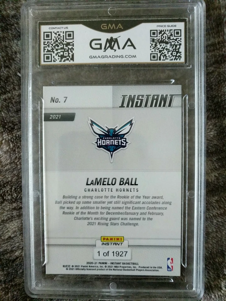 2021 PANINI INSTANT NBA RISING STARS TEAM U.S. LAMELO BALL RC GMA 10 1 of 1927 - Image 2 of 2