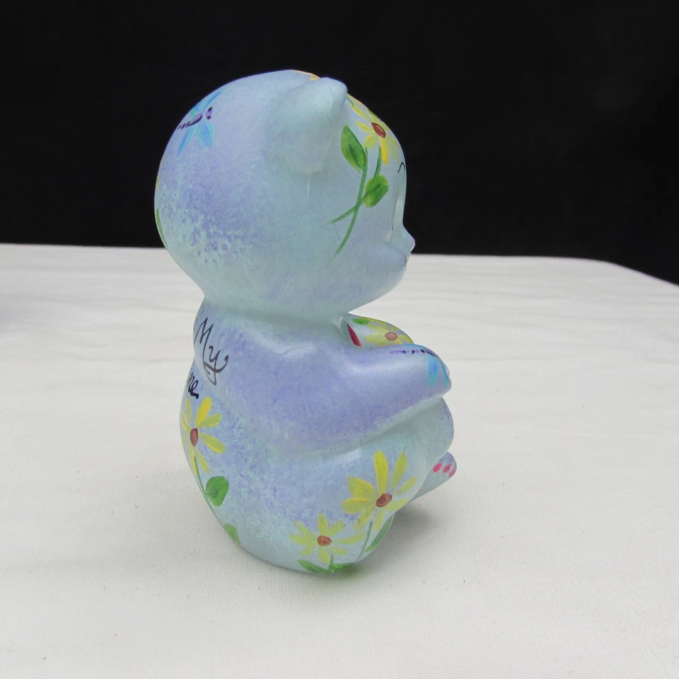 Fenton Crystal Satin OOAK Hand Painted Sitting Bear NIL W449 - Image 2 of 4