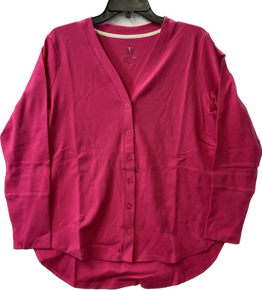 Isaacmizrahi Live Long Sleeve Button Top Womens Size MP Pink - Imagem 2 de 4