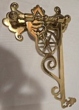 Large Victorian Brass Fireplace Sway Bracket Crane Hook