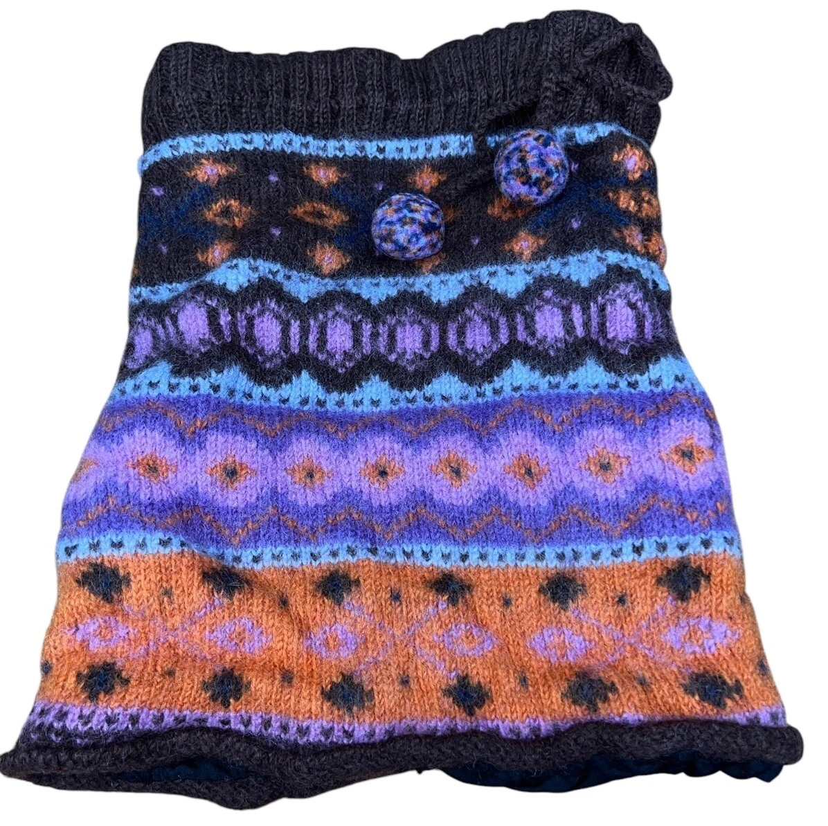 Everest Designs Wool Lined Aztec Neck Warmer One Size Hand Made In Nepal