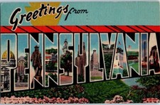 1940s Large Letter Greetings from Pennsylvani...