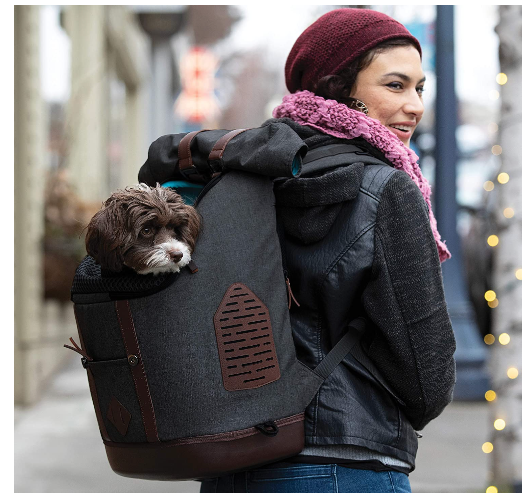 Kurgo Dog Carrier Backpack Small Pet Waterproof Bottom Heather Black