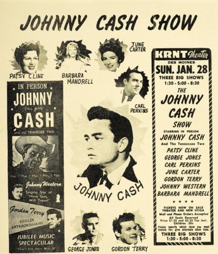 NEW Johnny Cash Music Tour Concert Poster Wall Art Print FREE POSTAGE - Photo 1/3