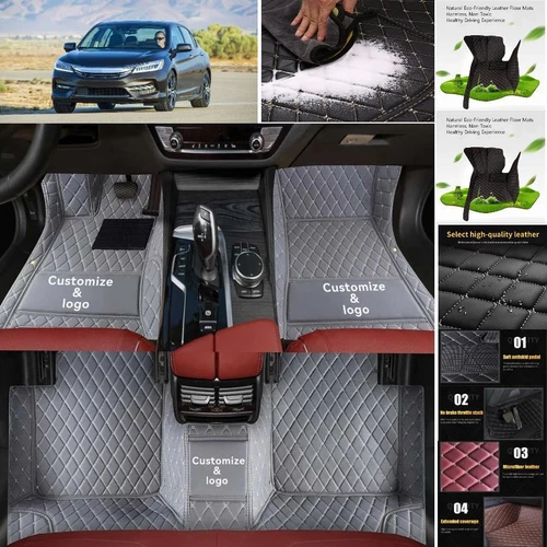 For Honda Accord Car Floor Mats Luxury Liners Leather Waterproof Carpet Non-slip - Bild 1 von 35