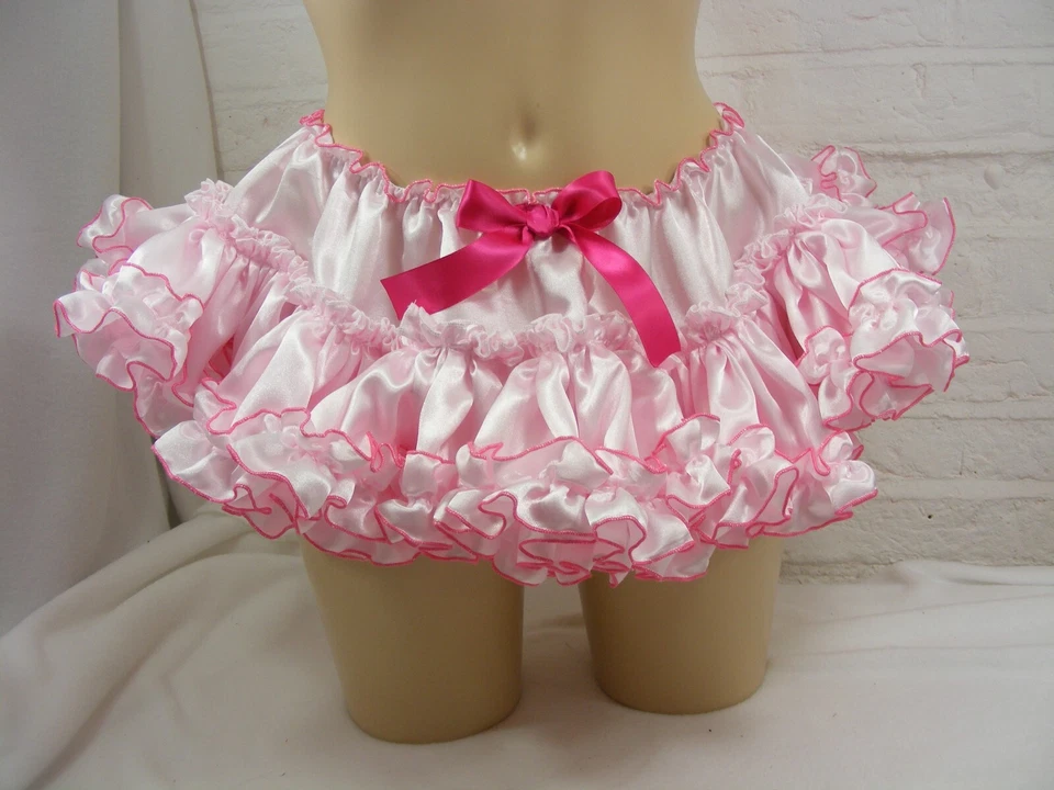 SISSY ADULT BABY FANCY DRESS pink/ cerise SATIN MICRO MINI FRILLY skater SKIRT - Image 4 of 4