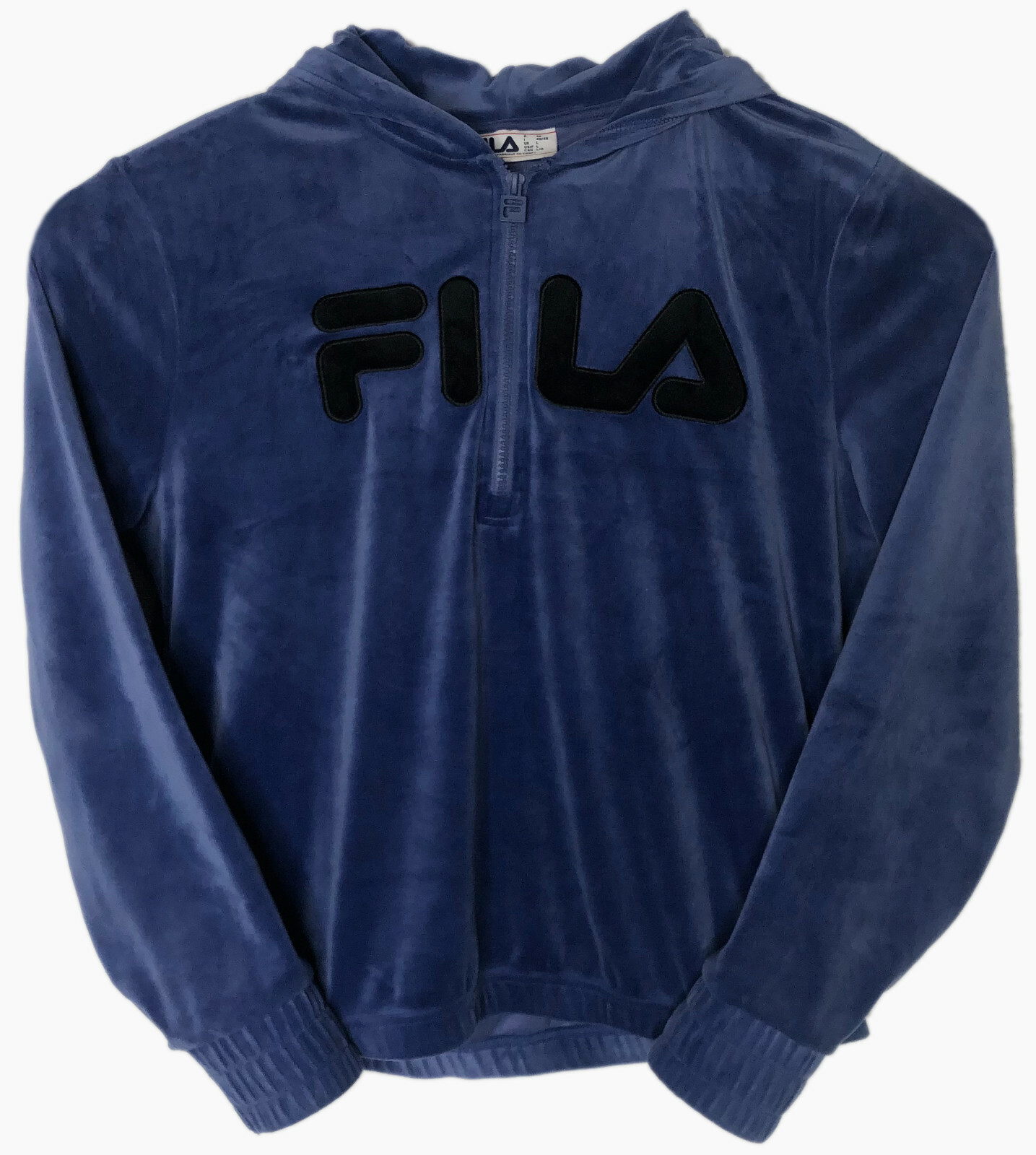 FILA VELOUR donna mirtillo 1 4 zip pullover con cappuccio giacca pista tg L