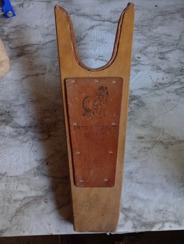 Vintage Wood Black Velvet Boot Shoe Puller.