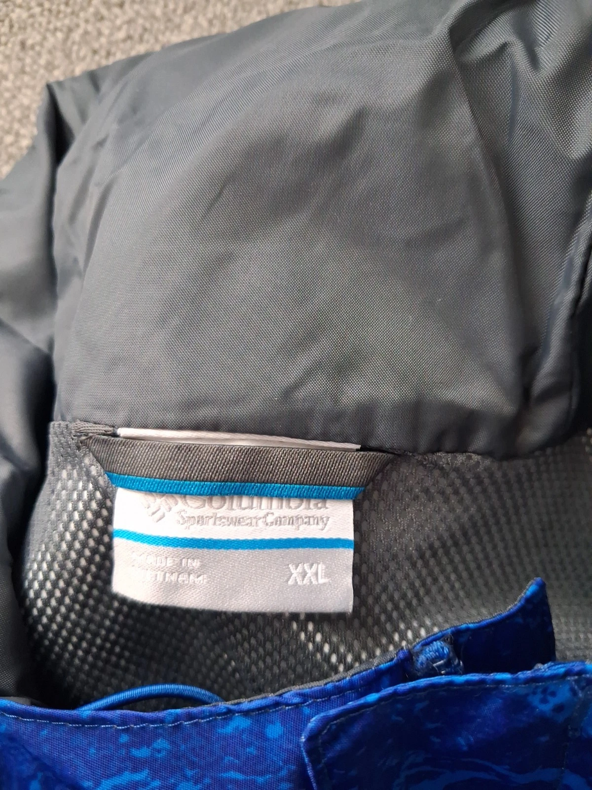 Columbia Jacket Men's 2XL Watertight Printed Hooded Waterproof Blue Full Zip - product detail image 7
