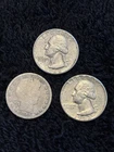 90% Silver! 3 Silver Quarter Dollars! No Reserve, Almost An Ounce