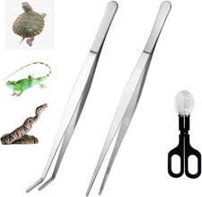 alfyng 15 Inch Reptile Feeding Tongs Long 15 inch Pack of 3 , Silver