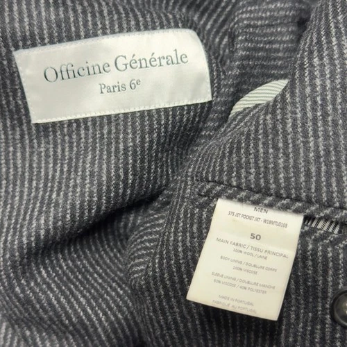 Officine Générale 100% Wool Chalkstripe Jacket Sport Blazer Men EU 50 US 40 Gray image 2