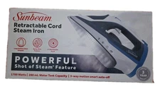 Sunbeam 1700W Steam Iron with Retractable Cord and Shot of Steam Feature.... NEW