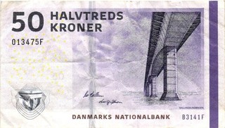 DENMARK 50 KRONER 2012 P 65e VF Banknote