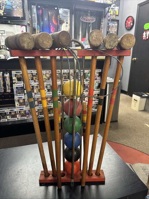 Vintage Croquet Set With Stand