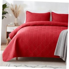 Extra Soft King Quilt Bedding Set, Lightweight Bedspreads King 96"x104" Red