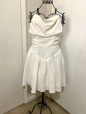 SHEIN Womens L White  Mini Dress Lace Trim Drop Waist Coquette Fit & Flare