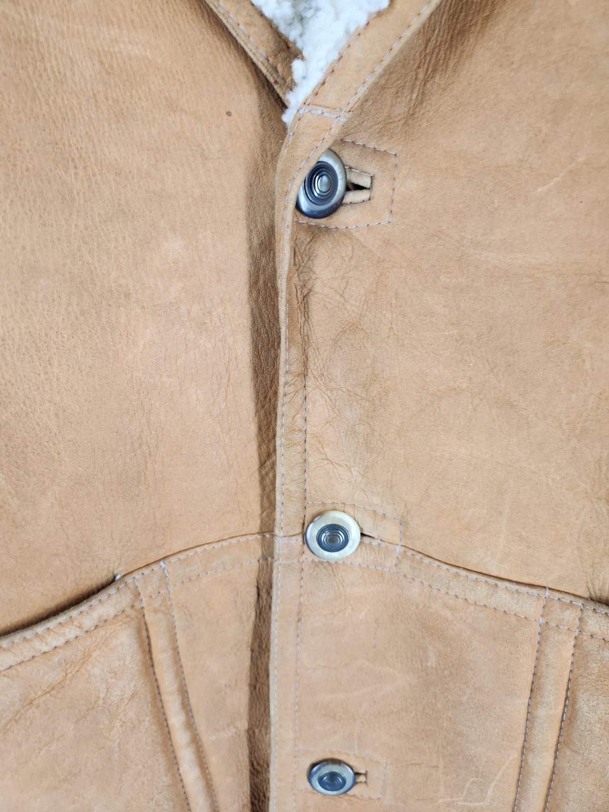 VTG  Timberland Weathergear Italian Shearling  Coat Jacket Hip Hop Brown Size L image 3