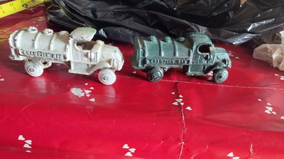 #ad Champion Gas Cast Iron Toy Car White 3 1 8 $75.00