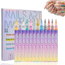 12 Colors Nail Art Paint Pens Set Liner Dotting Drawing Quick Dry Manicure
