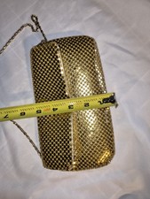 Gold Metal Mesh Clutch Evening Bag with Chain Strap, Women's Formal Eveningwear
