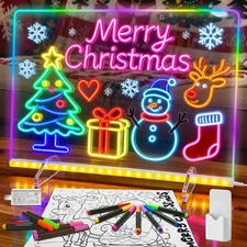 LED Note Board with Highlighters 2 Sets,Doodle Glow Drawing Board,13.7"X10" 6...