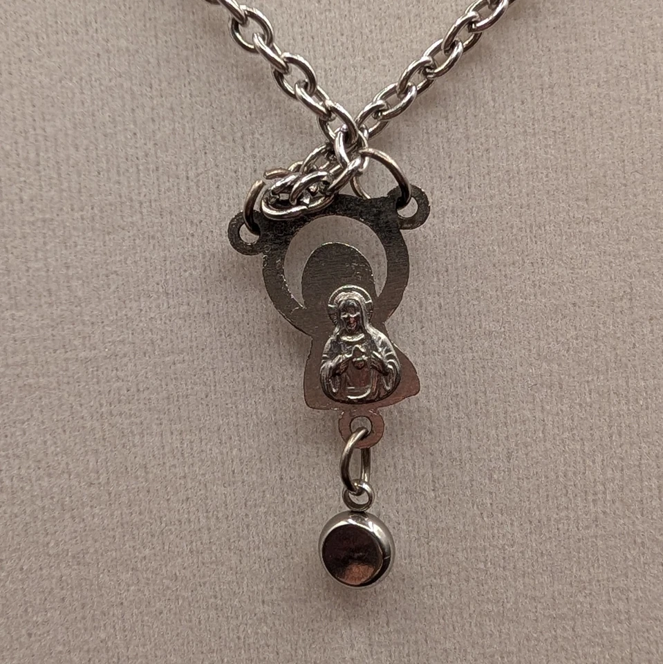Silver Tone Necklace w/ Red Crystal Accents & Dangling Bell Charm Holiday Cute - Image 4 of 4